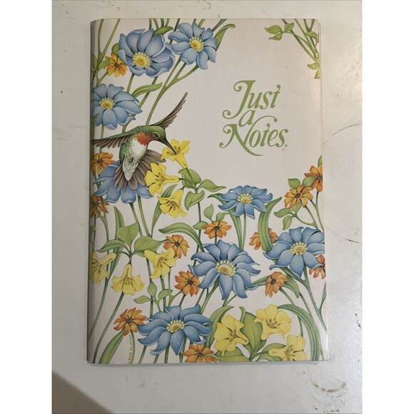 Vintage Stationary Just A Notes Set Fold Over Card Hummingbird Flowers Current - Picture 1 of 4